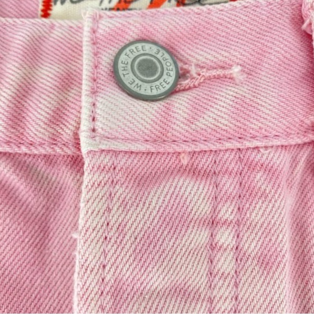 FREE PEOPLE We the Free Pink Button Fly Distressed Cutoff Shorts Size 31 - Picture 3 of 8